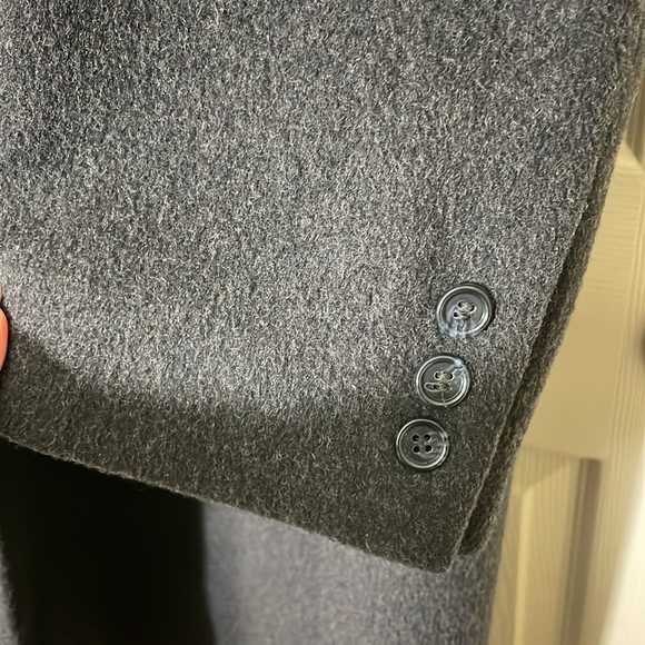 Cashmere Blend Men’s Long Winter Coat Charcoal Gray Size 46 Regular - Picture 8 of 9